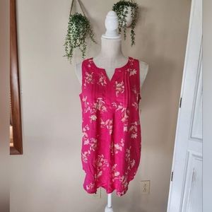 NWT Woman's CROFT & BARROW  Sz. SMALL S Pink FLORAL Sleeveless TOP